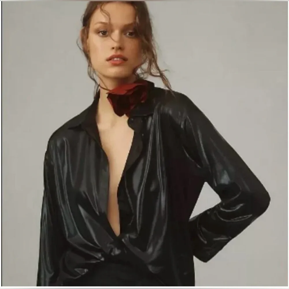 NWT Size S - By Anthropologie Shine Shirt in Black - Picture 16 of 16